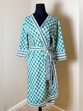 Ella Simone Block Print Cotton Robe | Size M | Like New 🌿